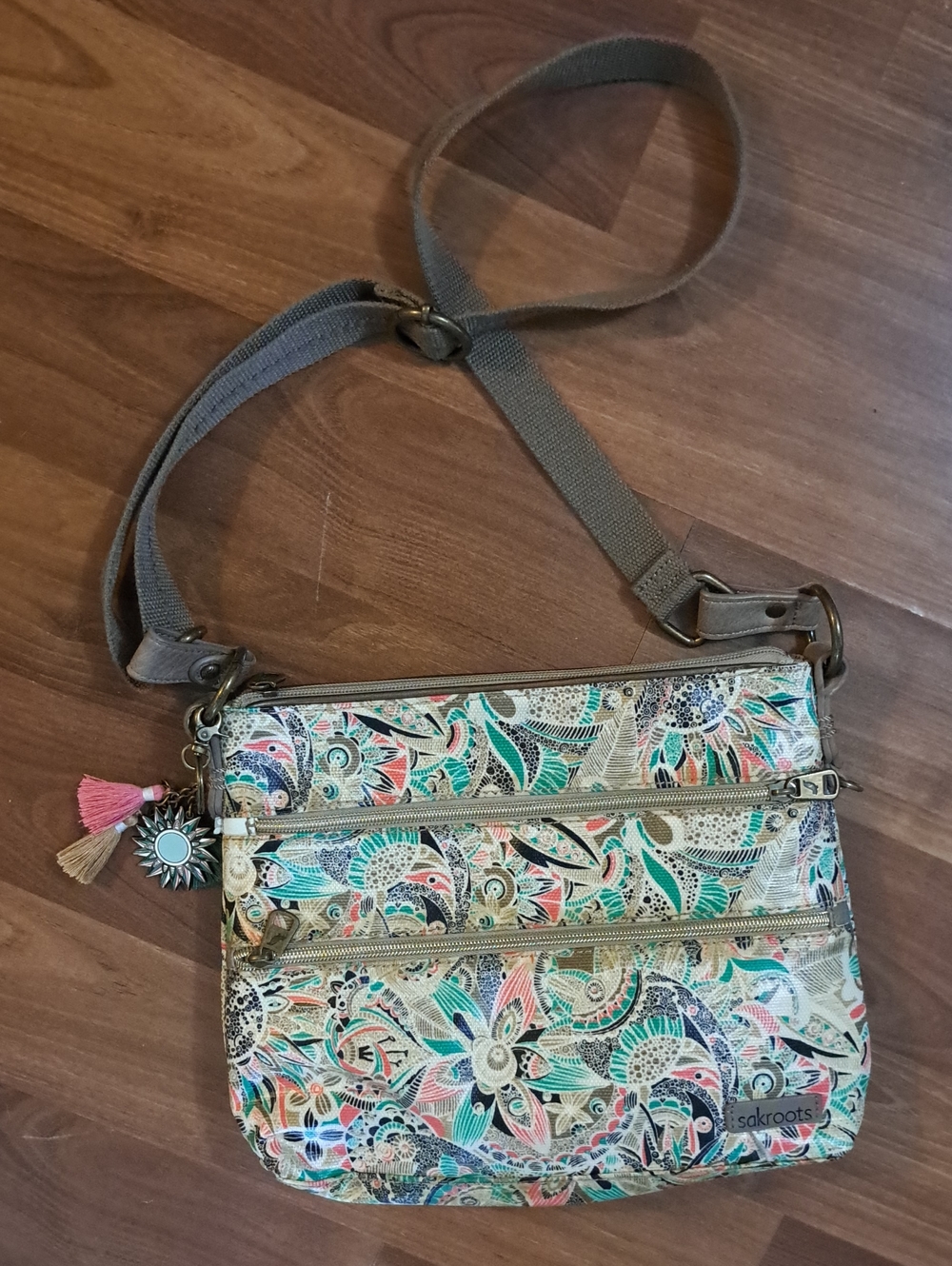 Sakroots Multicolor Paisley Crossbody with Tassel Charm